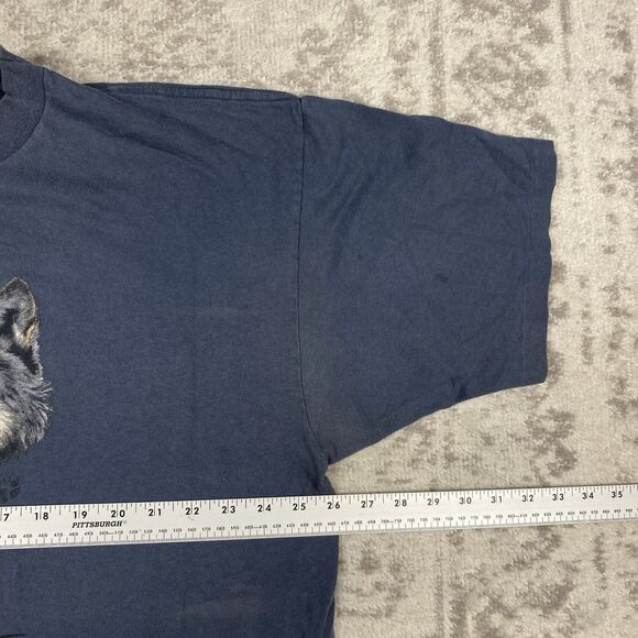 VTG Prairie Mountain Wolfs Alaska T Shirt Men’s Single Stitch Blue Size 2XL XXL - Picture 4 of 7